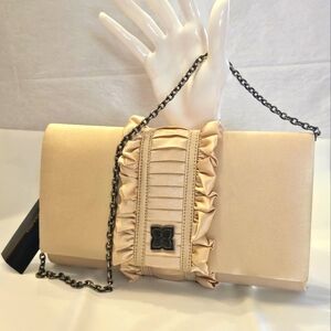 NWT, BCBG Maxazaria satin clutch.